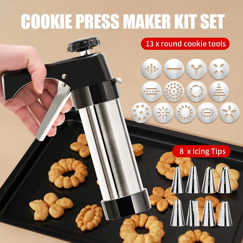 Cookie Press Gun Kit Stainless - Churros Maker Gun ulasan dan harga
