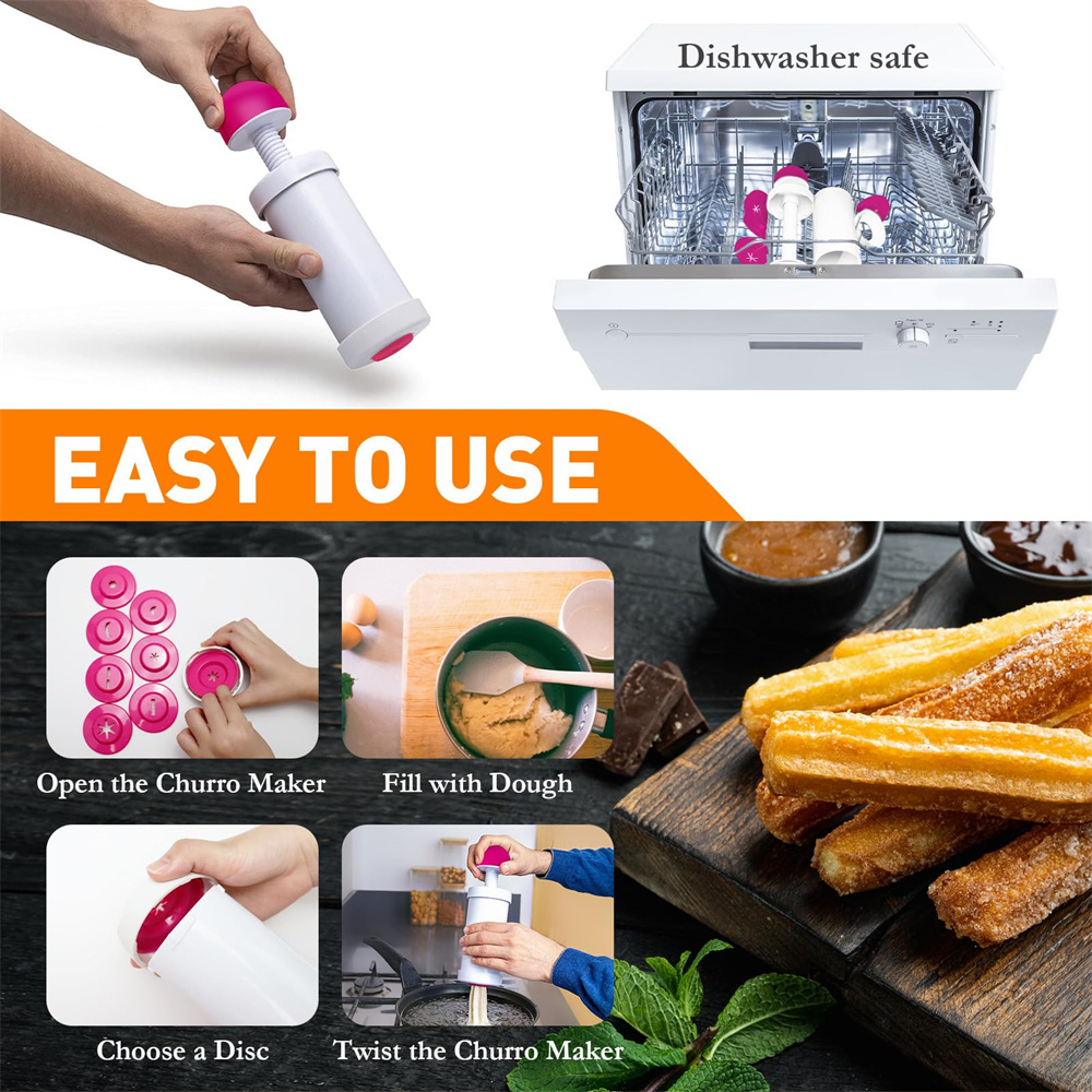 1pc DIY Manual Cookie Press Ma - Churros Maker Gun ulasan dan harga