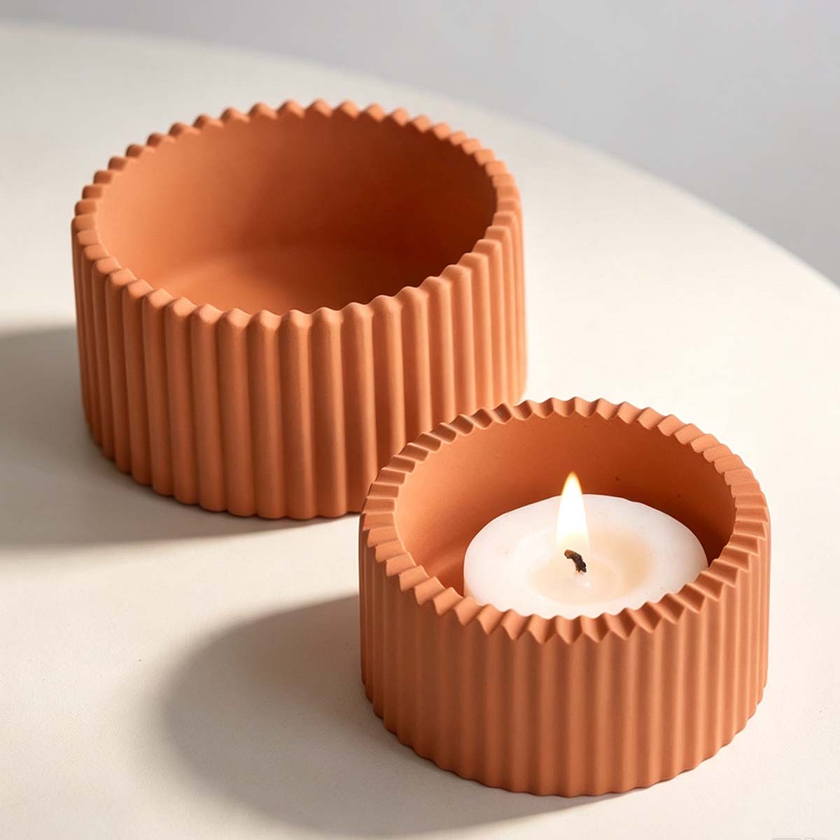 Round Striped Candle Jar Silic - Potsticker Mold ulasan dan harga