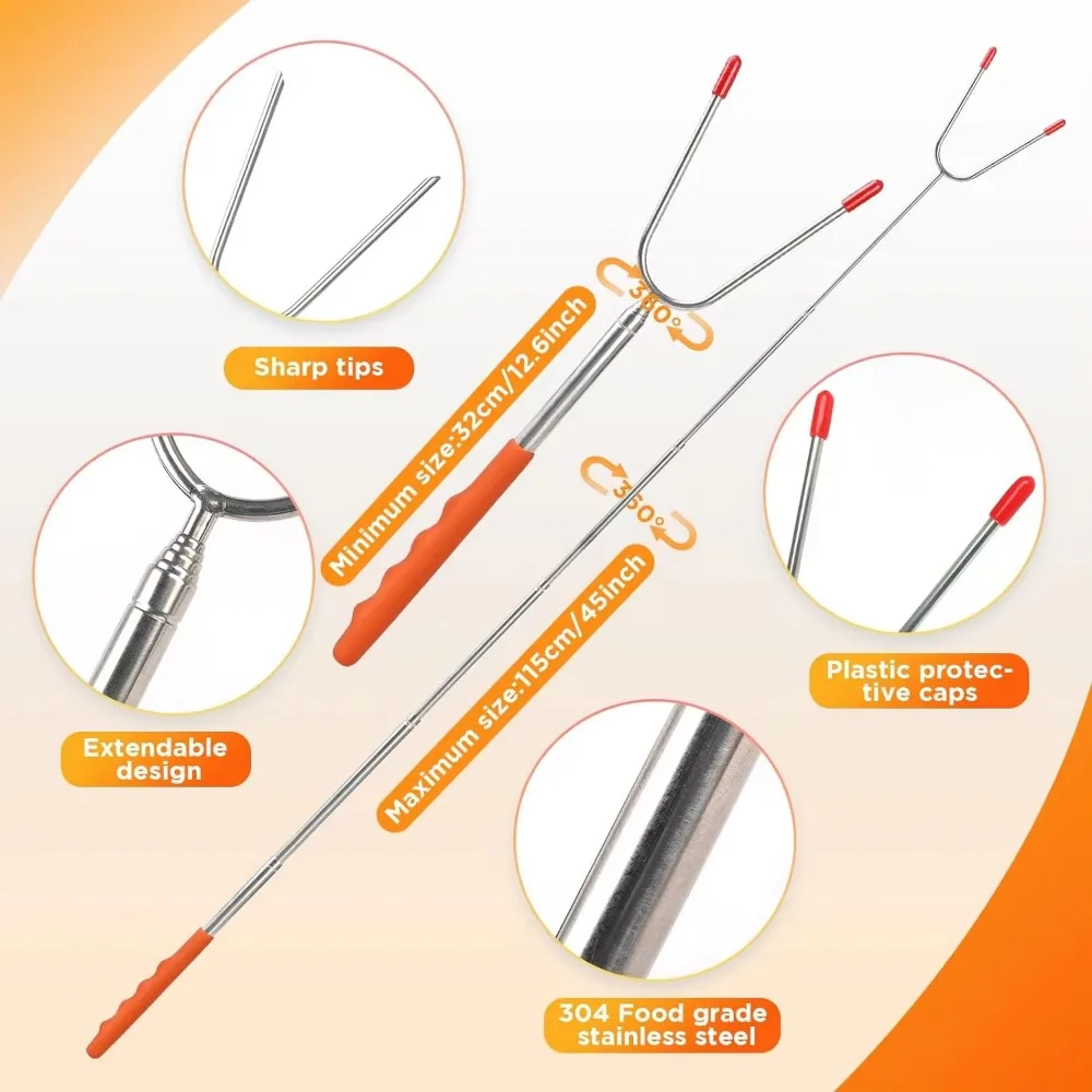 5/6/10pcs Telescopic BBQ Forks - Hot Dog Press ulasan dan harga